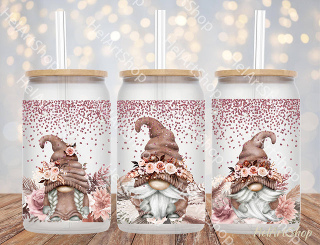 Boho Gnomes 16oz Libbey Glass Can PNG | Wrap Sublimation PNG Sublimation _HelArtShop_ 