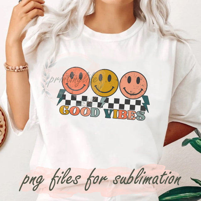 Boho Good Vibes Sublimation Png, Retro Hippie Png, Smiley face Sublimation Png, Hippie Groovy Vibes Design Png, Digital Download Sublimation PrintingLife 
