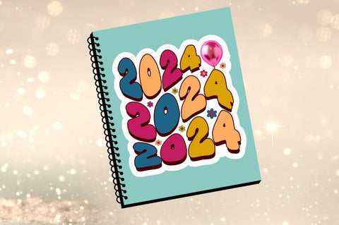 Boho Groovy Happy New Year Stickers Bundle Sublimation Regulrcrative 