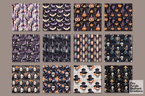 Boho Halloween Digital Paper | Scary Pattern Digital Pattern Fine Purple Elephant Creations 