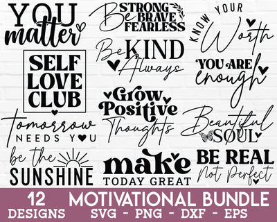 Boho Inspirational SVG Bundle - Motivational SVG, Positive Quote SVG, Self Love SVG, Motivational Quotes SVG, Mental Health SVG SVG GraphicsTreasures 