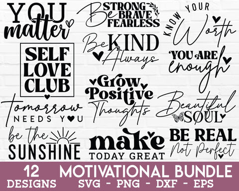 Boho Inspirational SVG Bundle - Motivational SVG, Positive Quote SVG, Self Love SVG, Motivational Quotes SVG, Mental Health SVG SVG GraphicsTreasures 