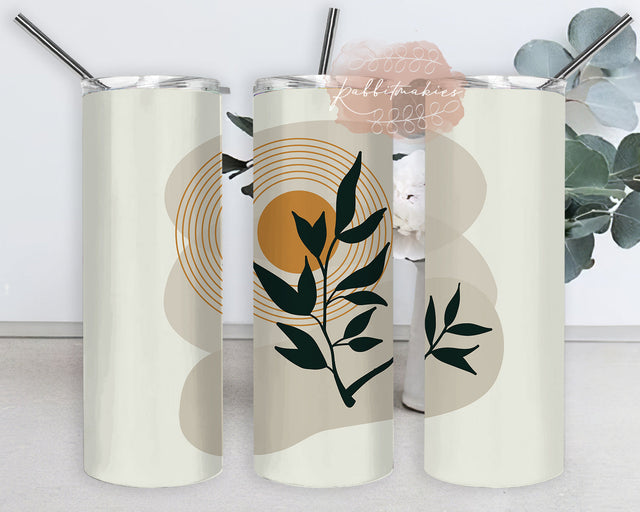 Boho Leaf Sun 20oz Skinny Tumbler, Minimalist Leaves Tumbler Png, Boho Sun Design Png, Boho Sublimation Design, Instant Download Sublimation Rabbitmakies 