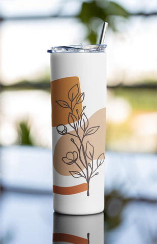 Boho Leaves 20oz Skinny Tumbler, Abstract Boho Design Png, Leaf Tumbler Png, Boho Abstract Leaves Sublimation Design Png, Instant Download Sublimation Rabbitmakies 