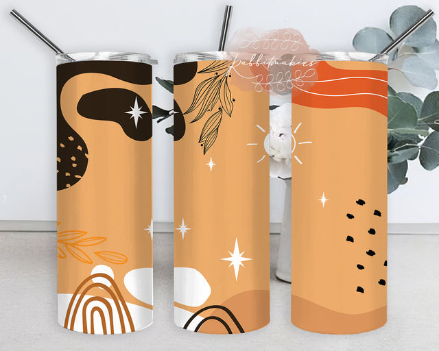 Boho Leaves 20oz Skinny Tumbler, Abstract Boho Design Png, Leaf Tumbler Png, Boho Abstract Leaves Sublimation Design Png, Instant Download Sublimation Rabbitmakies 