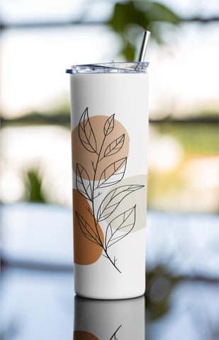 Boho Leaves 20oz Skinny Tumbler, Abstract Boho Design Png, Leaf Tumbler Png, Boho Abstract Leaves Sublimation Design Png, Instant Download Sublimation Rabbitmakies 