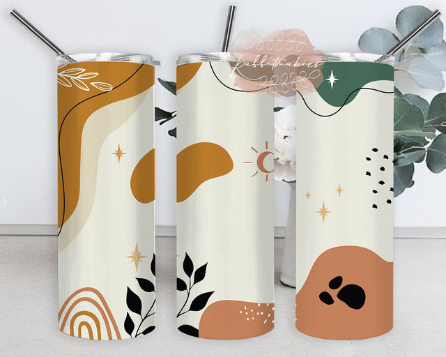 Boho Leaves 20oz Skinny Tumbler, Abstract Boho Design Png, Leaf Tumbler Png, Boho Abstract Leaves Sublimation Design Png, Instant Download Sublimation Rabbitmakies 