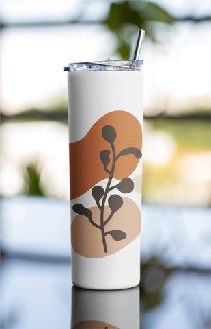 Boho Leaves 20oz Skinny Tumbler, Abstract Boho Design Png, Leaf Tumbler Png, Boho Abstract Leaves Sublimation Design Png, Instant Download Sublimation Rabbitmakies 