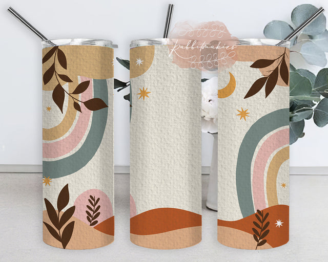 Boho Leaves 20oz Skinny Tumbler, Abstract Boho Design Png, Leaf Tumbler Png, Boho Abstract Leaves Sublimation Design Png, Instant Download Sublimation Rabbitmakies 
