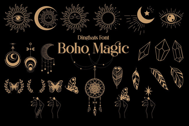 Boho Magic Dingbats Font Font Fox7 By Rattana 