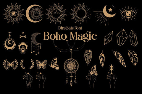 Boho Magic Dingbats Font Font Fox7 By Rattana 