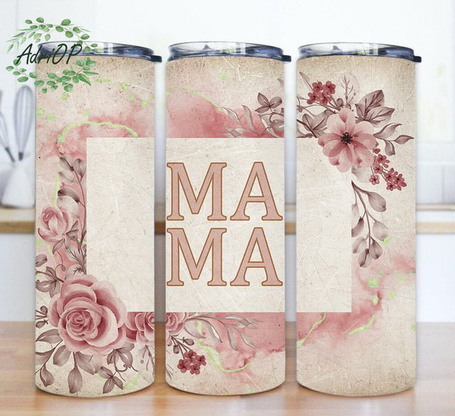 Boho Mama 20oz Skinny Png, Boho Florals Tumbler Wrap, Mama Floral Tumbler Design, Boho Tumbler With Lid And Straw, Mother's Day Gift, Instant Download Sublimation AdriOP 