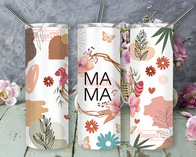 Boho Mama 20oz Skinny Tumbler, Mama Floral Tumbler Wrap, Boho Design Tumbler, Mother's Day Tumbler Png, Mama Sublimation Design, Digital Download Sublimation DesignSVG 