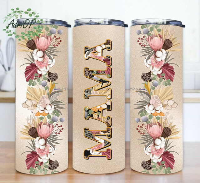 Boho Mama Floral Tumbler Template, Mama 20oz Skinny Tumbler, Boho Floral Tumbler Wrap, Mama Floral Tumbler Png, Mother's Day Gift, Instant Donwload Sublimation AdriOP 