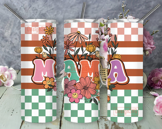 Boho Mama Tumbler Template, Retro Mama Flower 20oz Skinny Tumbler, Mama Sublimation Design, Mother's Day Tumbler Png, Digital Download Sublimation DesignSVG 