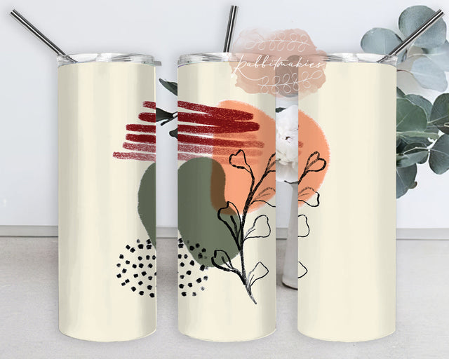 Boho Minimalist Design Png, Minimalist Leaves 20oz Skinny Tumbler, Boho Tumbler Png, Boho Sublimation Design, Instant Download Sublimation Rabbitmakies 
