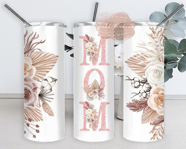 Boho Mom Tumbler Template, Mom Glitter 20oz Tumbler Png, Boho Floral Tumbler Wrap, Mom Tumbler With Lid And Straw, Mother's Day Gift, Digital Download Sublimation Rabbitmakies 