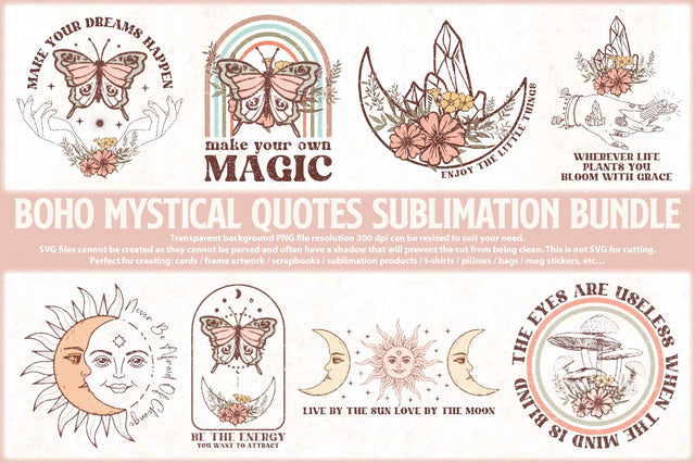 Boho Mystical Quotes Sublimation Bundle Sublimation Jagonath Roy 