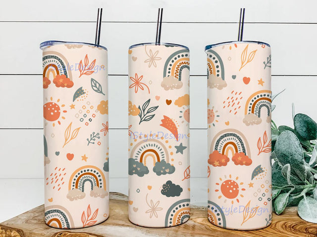 Boho Rainbow 20oz Skinny Tumbler Sublimation Designs Boho Rainbow Abstract Style Rainbow Tumbler for Straight Tumbler PNG File Digital Download Sublimation iStyleDesign 