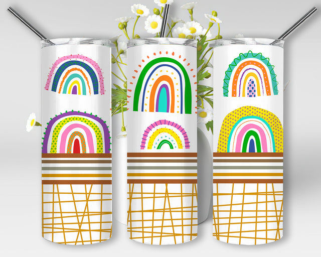 Boho Rainbow 20oz Tumbler Wrap, Color Rainbow Tumbler Design, Rainbows Tumblers Sublimation Design, Digital Downloads Sublimation WillowSageDesign 
