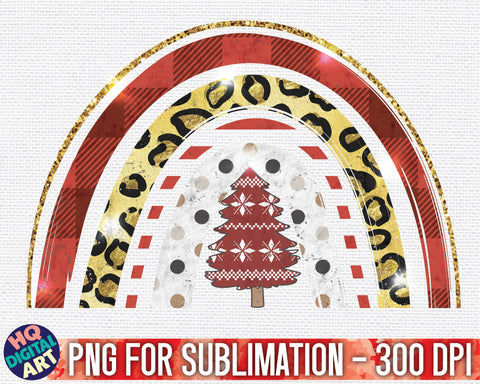 Boho Rainbow Christmas PNG Sublimation SVG HQDigitalArt 