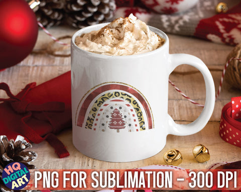Boho Rainbow Christmas PNG Sublimation SVG HQDigitalArt 