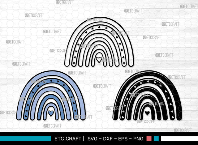 Boho Rainbow Clipart SVG, Rainbow Svg, Pastel Rainbow Svg, Rainbow Doodle Svg, Sweet Rainbow Svg, Leopard Rainbow Svg, Boho Rainbow Svg Bundle SVG ETC Craft 