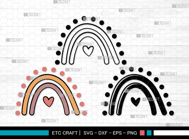 Boho Rainbow Clipart SVG, Rainbow Svg, Pastel Rainbow Svg, Rainbow Doodle Svg, Sweet Rainbow Svg, Leopard Rainbow Svg, Boho Rainbow Svg Bundle SVG ETC Craft 