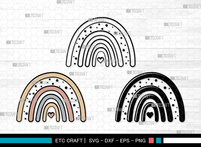 Boho Rainbow Clipart SVG, Rainbow Svg, Pastel Rainbow Svg, Rainbow Doodle Svg, Sweet Rainbow Svg, Leopard Rainbow Svg, Boho Rainbow Svg Bundle SVG ETC Craft 