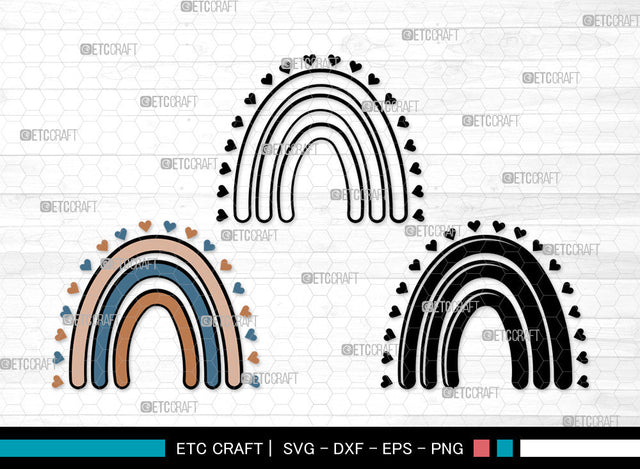Boho Rainbow Clipart SVG, Rainbow Svg, Pastel Rainbow Svg, Rainbow Doodle Svg, Sweet Rainbow Svg, Leopard Rainbow Svg, Boho Rainbow Svg Bundle SVG ETC Craft 