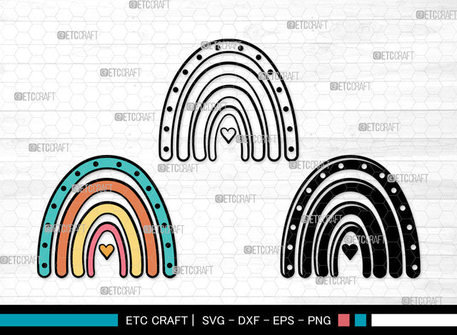 Boho Rainbow Clipart SVG, Rainbow Svg, Pastel Rainbow Svg, Rainbow Doodle Svg, Sweet Rainbow Svg, Leopard Rainbow Svg, Boho Rainbow Svg Bundle SVG ETC Craft 