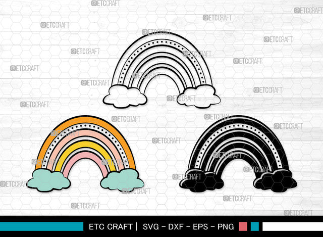 Boho Rainbow Clipart SVG, Rainbow Svg, Pastel Rainbow Svg, Rainbow Doodle Svg, Sweet Rainbow Svg, Leopard Rainbow Svg, Boho Rainbow Svg Bundle SVG ETC Craft 