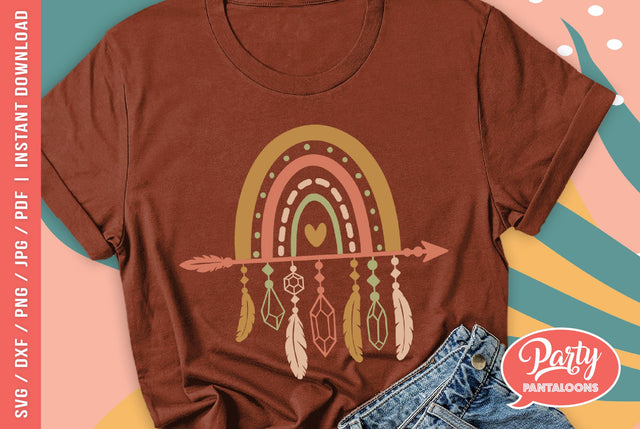 Boho Rainbow Heart SVG | Svg Dxf Png Pdf SVG Partypantaloons 