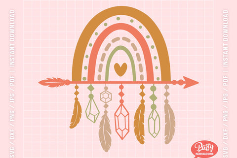 Boho Rainbow Heart SVG | Svg Dxf Png Pdf SVG Partypantaloons 