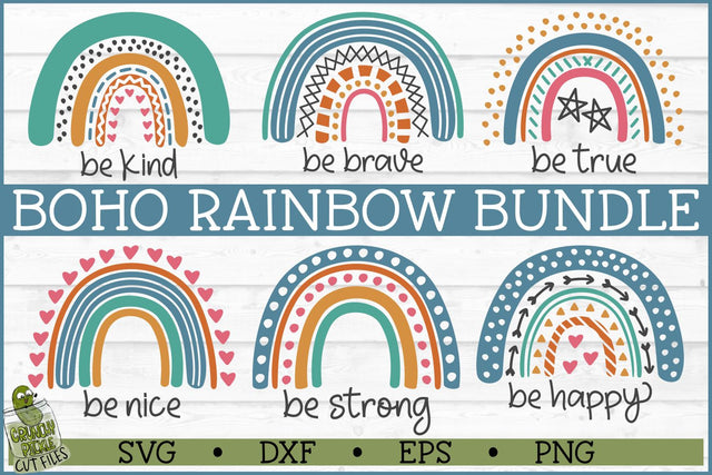 Boho Rainbow Inspirational SVG Bundle SVG Crunchy Pickle 