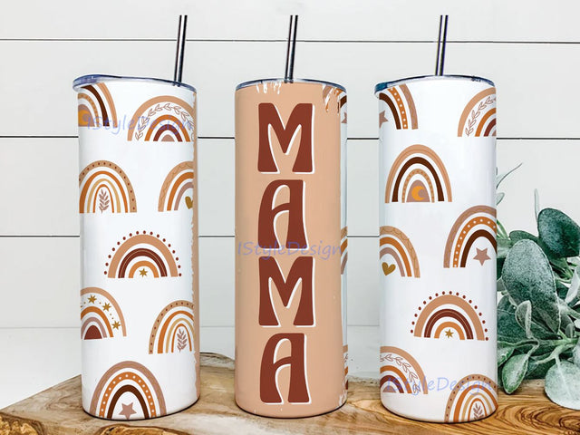 Boho Rainbow Mama 20 oz Skinny Tumbler Sublimation Design, Digital Download PNG Sublimation iStyleDesign 