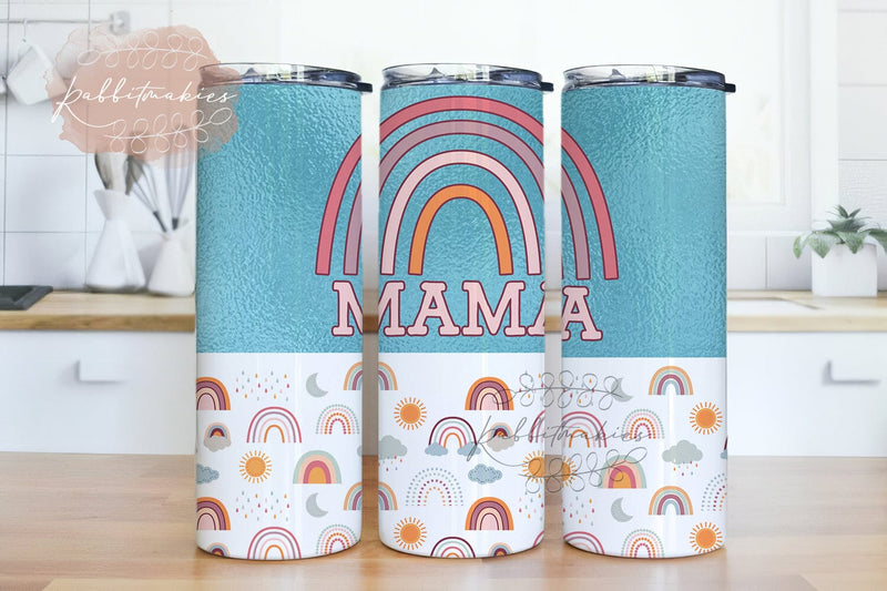 Boho Rainbow Mama 20 oz Skinny Tumblers Instant Download Sublimation Rabbitmakies 