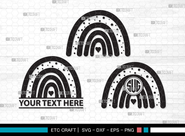 Boho Rainbow Monogram SVG, Rainbow Svg, Pastel Rainbow Svg, Rainbow Doodle Svg, Sweet Rainbow Svg, Leopard Rainbow Svg, Boho Rainbow Monogram SVG ETC Craft 