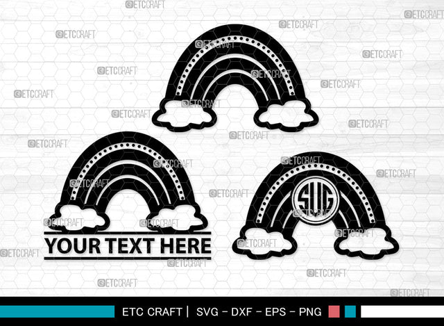 Boho Rainbow Monogram SVG, Rainbow Svg, Pastel Rainbow Svg, Rainbow Doodle Svg, Sweet Rainbow Svg, Leopard Rainbow Svg, Boho Rainbow Monogram SVG ETC Craft 