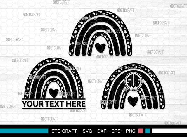 Boho Rainbow Monogram SVG, Rainbow Svg, Pastel Rainbow Svg, Rainbow Doodle Svg, Sweet Rainbow Svg, Leopard Rainbow Svg, Boho Rainbow Monogram SVG ETC Craft 