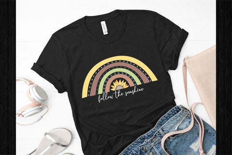 Boho Rainbow | Rainbow Sunflower SVG PNG SVG Designs by Jolein 