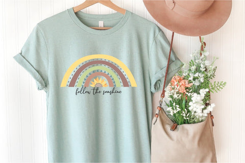 Boho Rainbow | Rainbow Sunflower SVG PNG SVG Designs by Jolein 