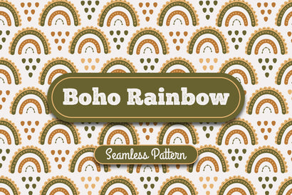 Boho Rainbow Seamless Pattern Digital Pattern Rin Green 