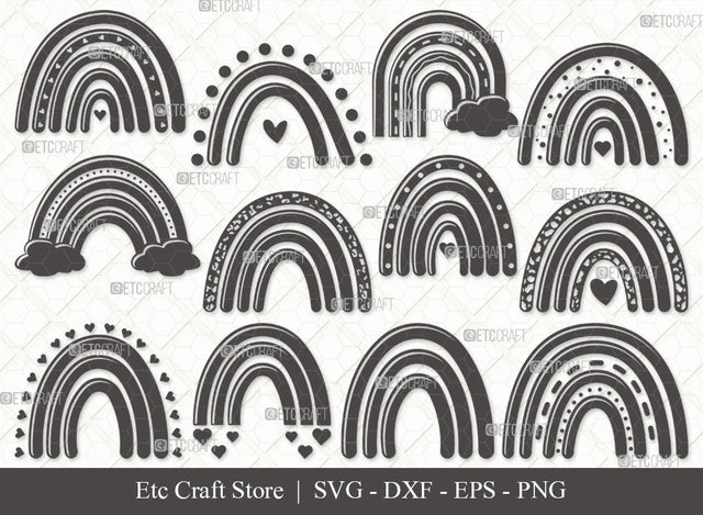Boho Rainbow Silhouette SVG, Rainbow Svg, Pastel Rainbow Svg, Rainbow Doodle Svg, Sweet Rainbow Svg, Leopard Rainbow Svg, Boho Rainbow Svg Bundle SVG ETC Craft 
