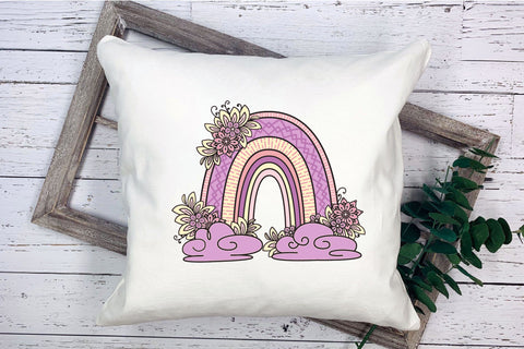 Boho Rainbow SVG, 3d Layered Rainbow SVG with Flowers, Celestial SVG. 3D Paper Elinorka 