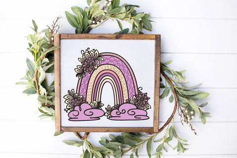 Boho Rainbow SVG, 3d Layered Rainbow SVG with Flowers, Celestial SVG. 3D Paper Elinorka 