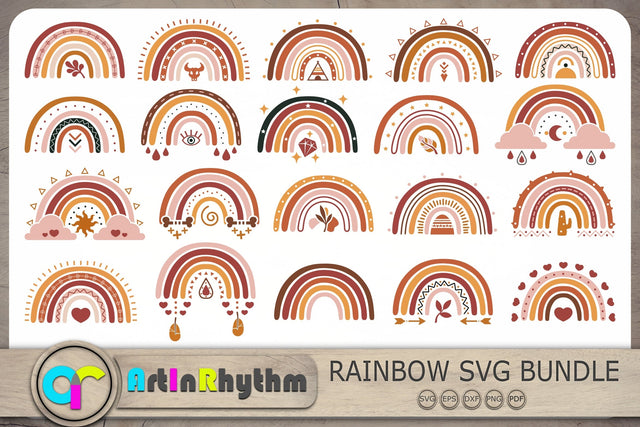 Boho Rainbow Svg Bundle, Boho Rainbows Svg, Rainbow Svg SVG Artinrhythm shop 