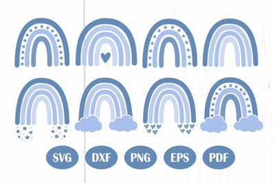 Boho Rainbow Svg Bundle, Pastel Rainbow Svg, Hand Drawn Rainbow Svg SVG Litke Designs 
