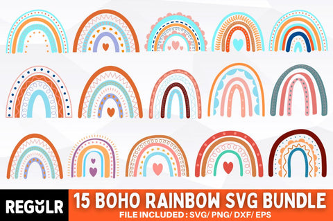 Boho Rainbow SVG Bundle SVG Regulrcrative 