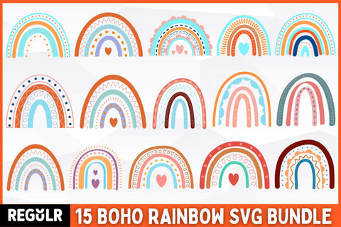 Boho Rainbow SVG Bundle SVG Regulrcrative 